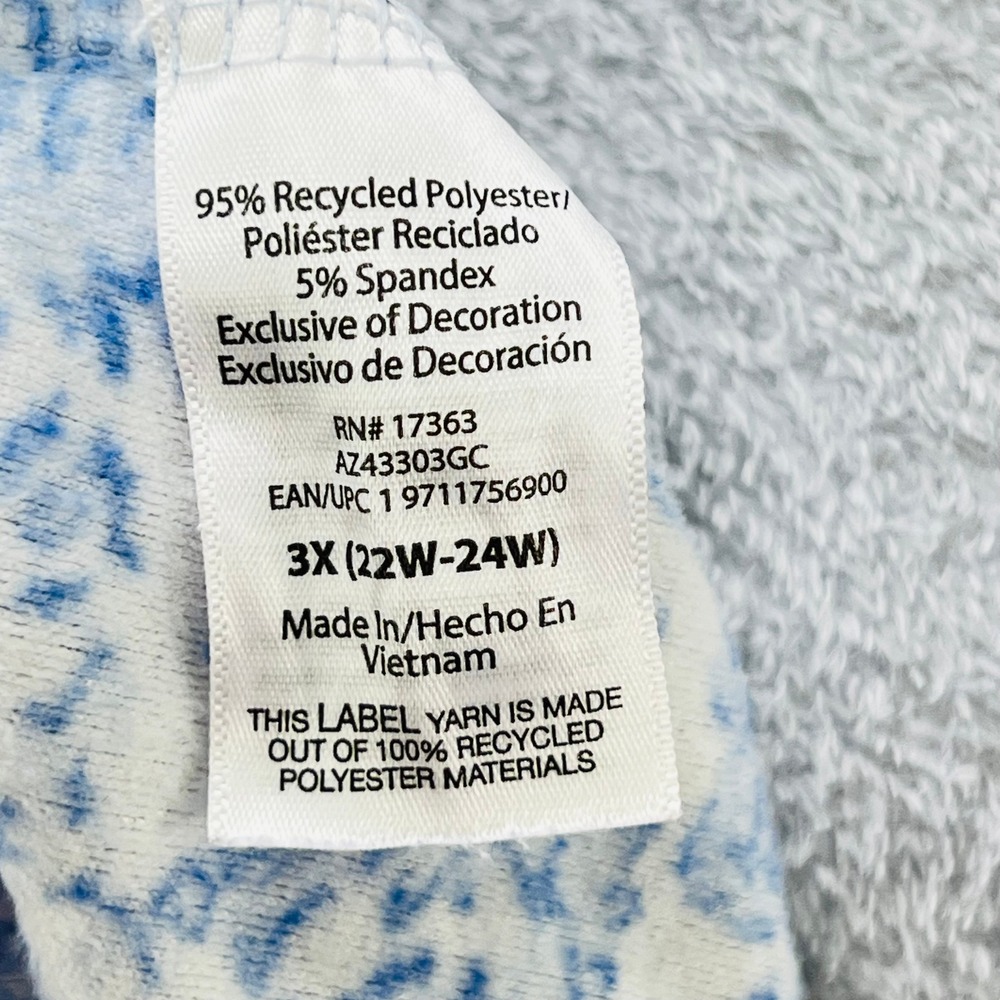Aria Collection Nightgown 3X Plus Blue White Floral Fleece Long Sleeve Muumu - Picture 5 of 9